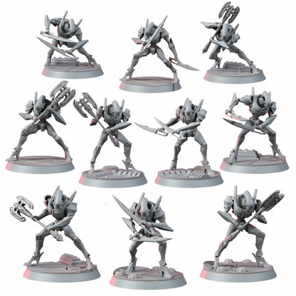 Eldar Shard Wardens With Blades, proxy miniature, 28mm heroic scale unpainted resin