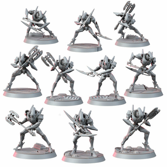 Eldar Shard Wardens With Blades, proxy miniature, 28mm heroic scale unpainted resin