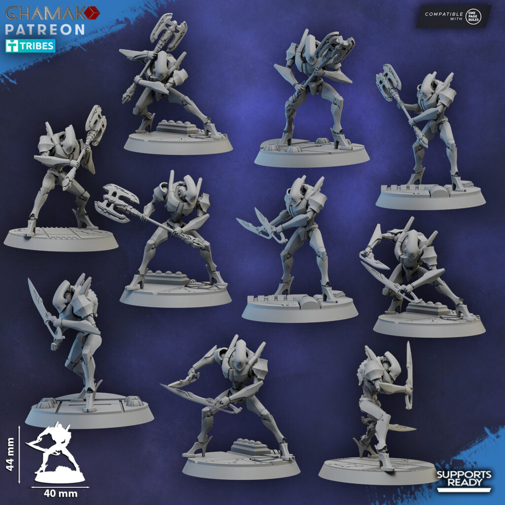 Eldar Shard Wardens With Blades, proxy miniature, 28mm heroic scale unpainted resin, view 2