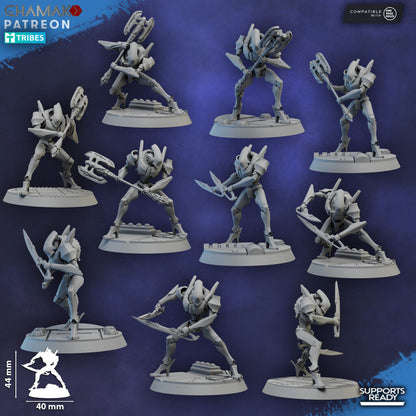Eldar Shard Wardens With Blades, proxy miniature, 28mm heroic scale unpainted resin, view 2