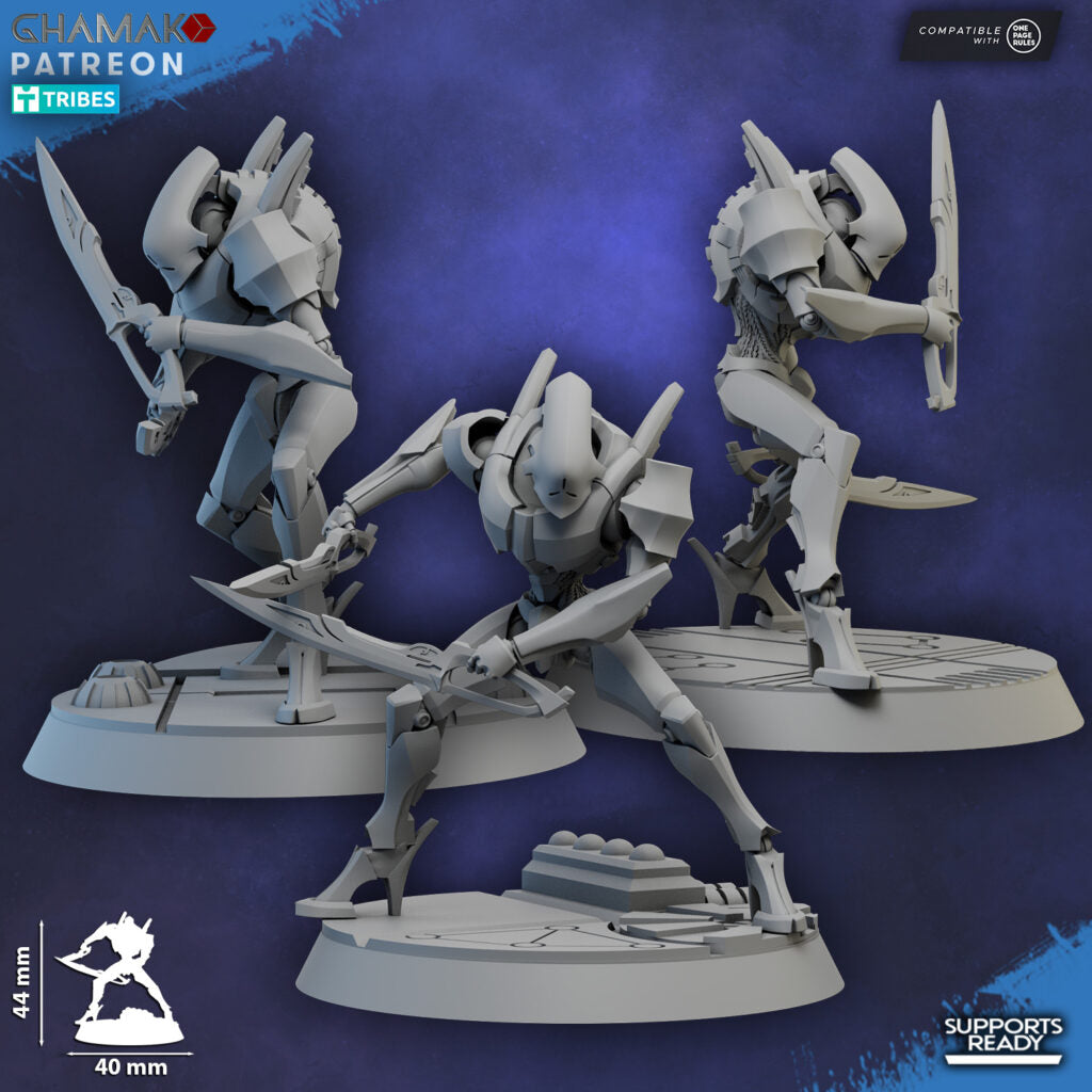 Eldar Shard Wardens With Blades, proxy miniature, 28mm heroic scale unpainted resin, view 6