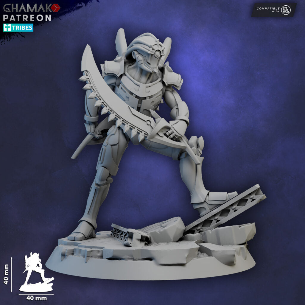 Eldar Vorash Grymn Graem Thal Breaker Of Flesh, proxy miniature, 28mm heroic scale unpainted resin, view 6
