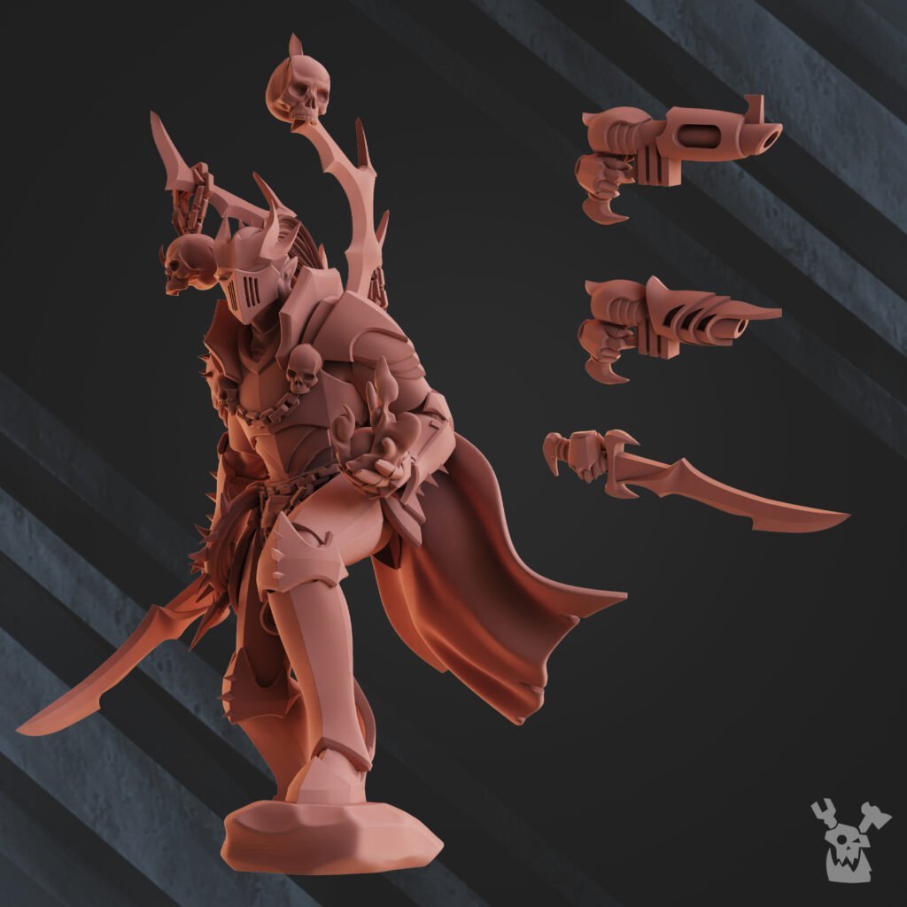 Dark Eldar Latromant Of Night Raiders, proxy miniature, 28mm heroic scale unpainted resin, view 2