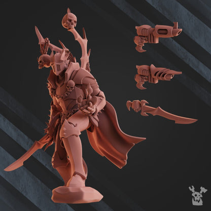 Dark Eldar Latromant Of Night Raiders, proxy miniature, 28mm heroic scale unpainted resin, view 2