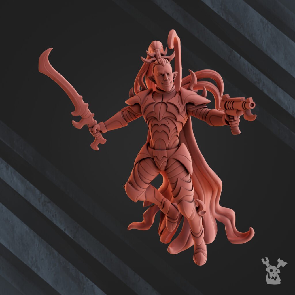Dark Eldar Night Lord, proxy miniature, character, 28mm heroic scale unpainted resin