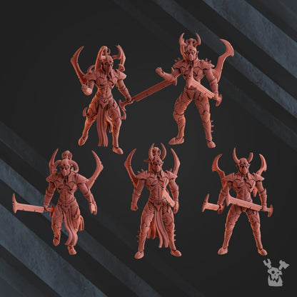 Dark Eldar Nightmare Squad, proxy miniature, 28mm heroic scale unpainted resin