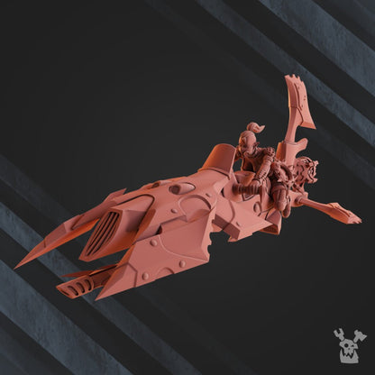 Dark Eldar Turbo Bike Female Rider, proxy miniature, vehicle, 28mm heroic scale unpainted resin