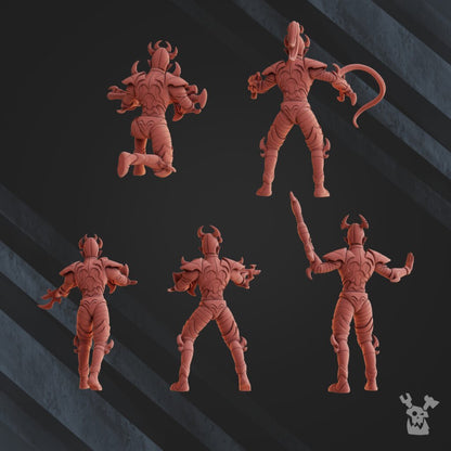 Dark Eldar Warrior Squad, proxy miniature, 28mm heroic scale unpainted resin, view 2