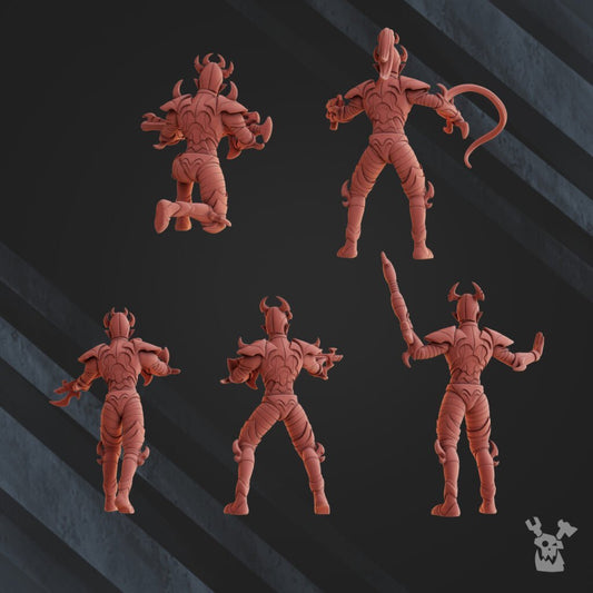 Dark Eldar Warrior Squad, proxy miniature, 28mm heroic scale unpainted resin, view 2