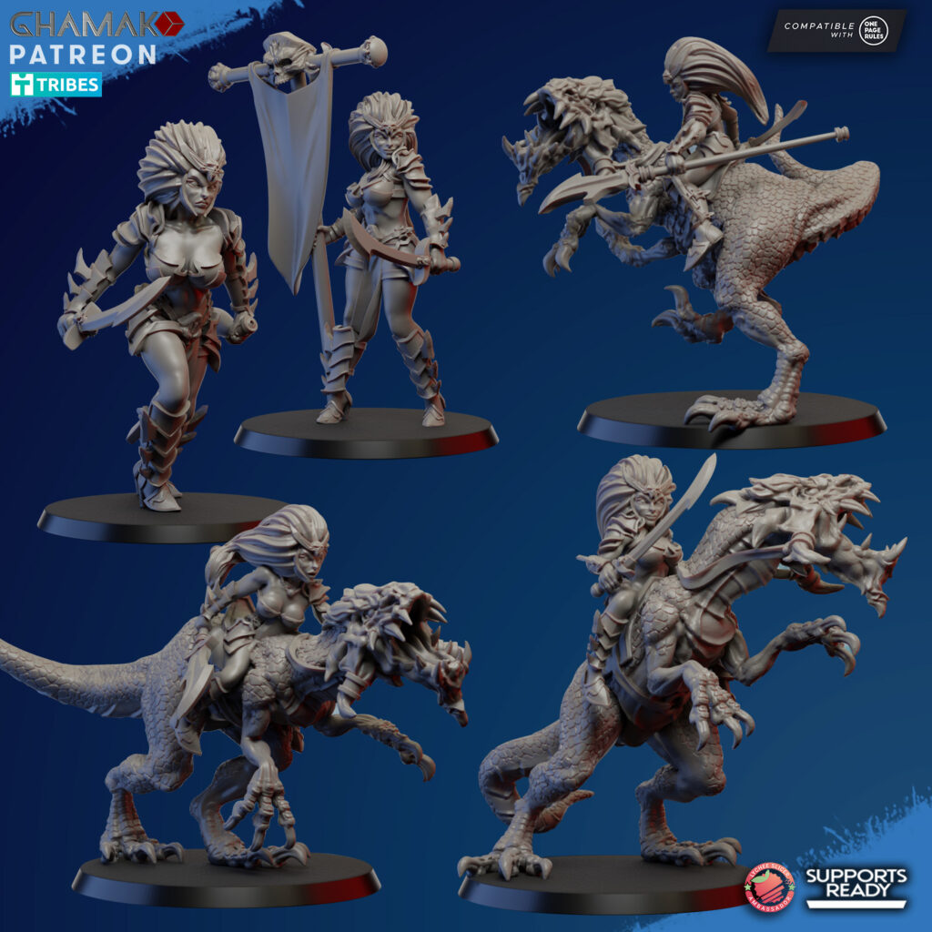 Dark Eldar Cavalry, proxy miniature, 28mm heroic scale unpainted resin