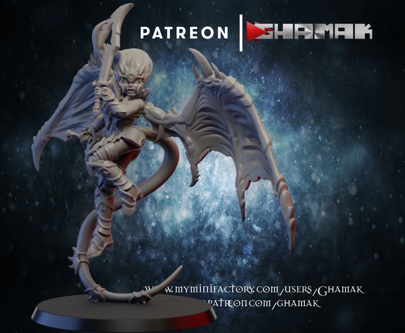 Dark Eldar Harpie V2, proxy miniature, 28mm heroic scale unpainted resin, view 2