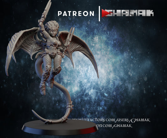 Dark Eldar Harpie V3, proxy miniature, 28mm heroic scale unpainted resin
