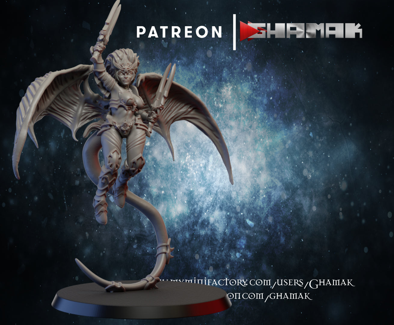 Dark Eldar Harpie V3, proxy miniature, 28mm heroic scale unpainted resin, view 2