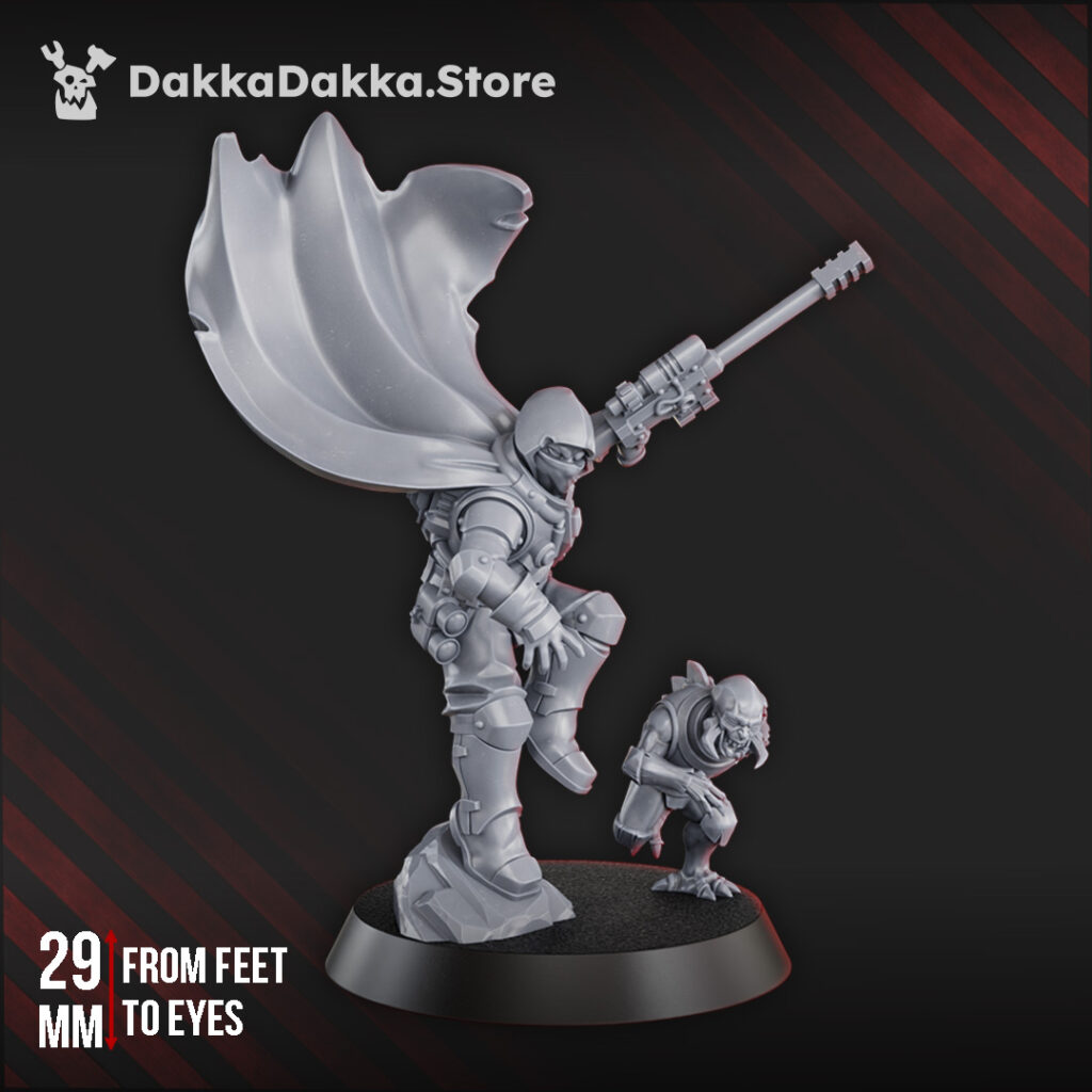 Mutant Uprising Assassinator, proxy miniature, scout, 28mm heroic scale unpainted resin, view 2