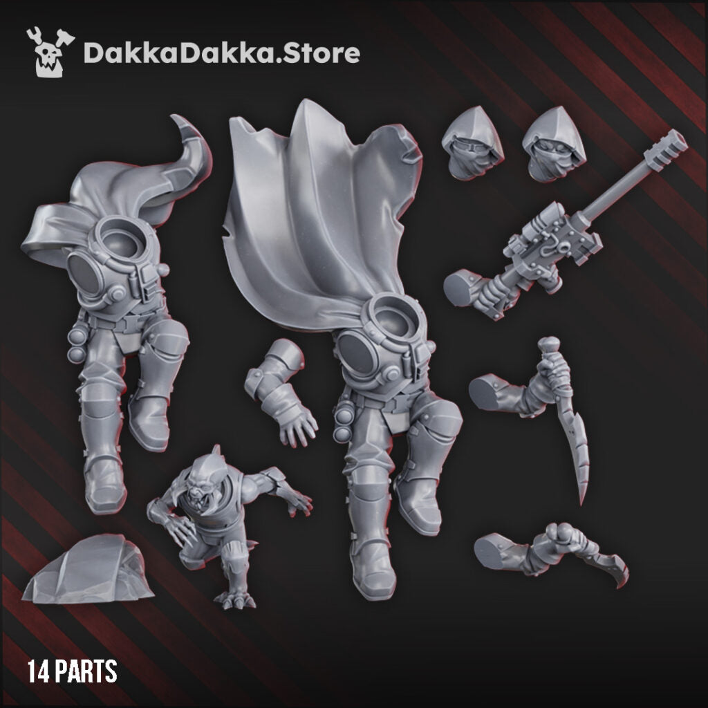 Mutant Uprising Assassinator, proxy miniature, scout, 28mm heroic scale unpainted resin, view 4