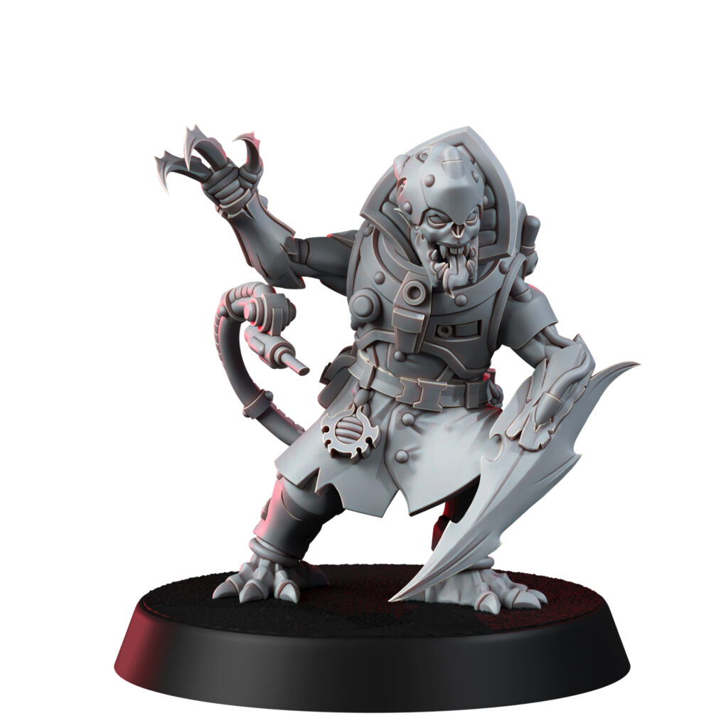 Mutant Uprising Commander Prevalion, proxy miniature, character, 28mm heroic scale unpainted resin, view 2