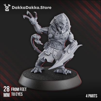Mutant Uprising Commander Prevalion, proxy miniature, character, 28mm heroic scale unpainted resin, view 3