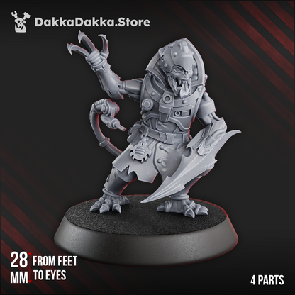 Mutant Uprising Commander Prevalion, proxy miniature, character, 28mm heroic scale unpainted resin, view 6