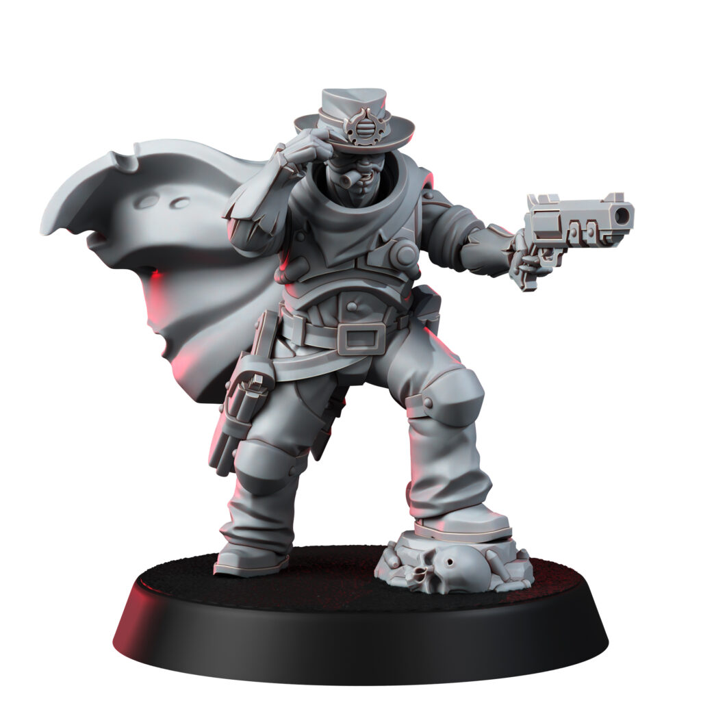 Mutant Uprising Heroic Rebel, proxy miniature, 28mm heroic scale unpainted resin, view 2