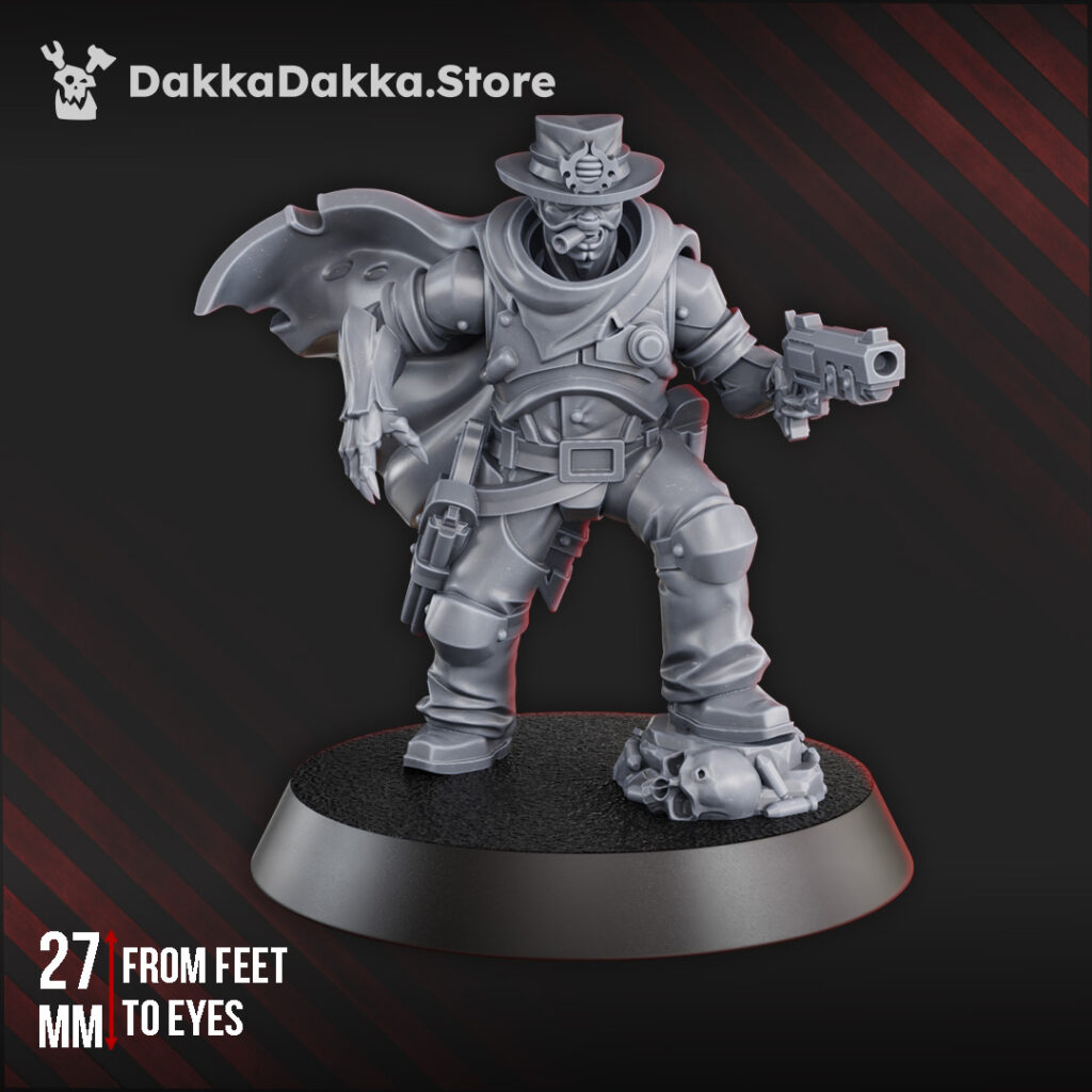 Mutant Uprising Heroic Rebel, proxy miniature, 28mm heroic scale unpainted resin, view 3