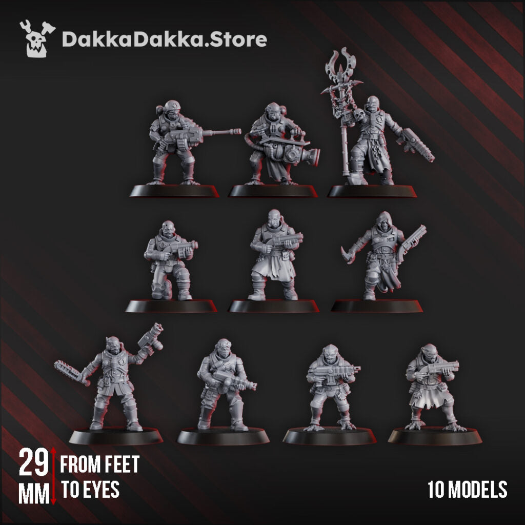 Mutant Uprising Liquidation Team (No Assembly), proxy miniature, squad, 28mm heroic scale unpainted resin, view 3
