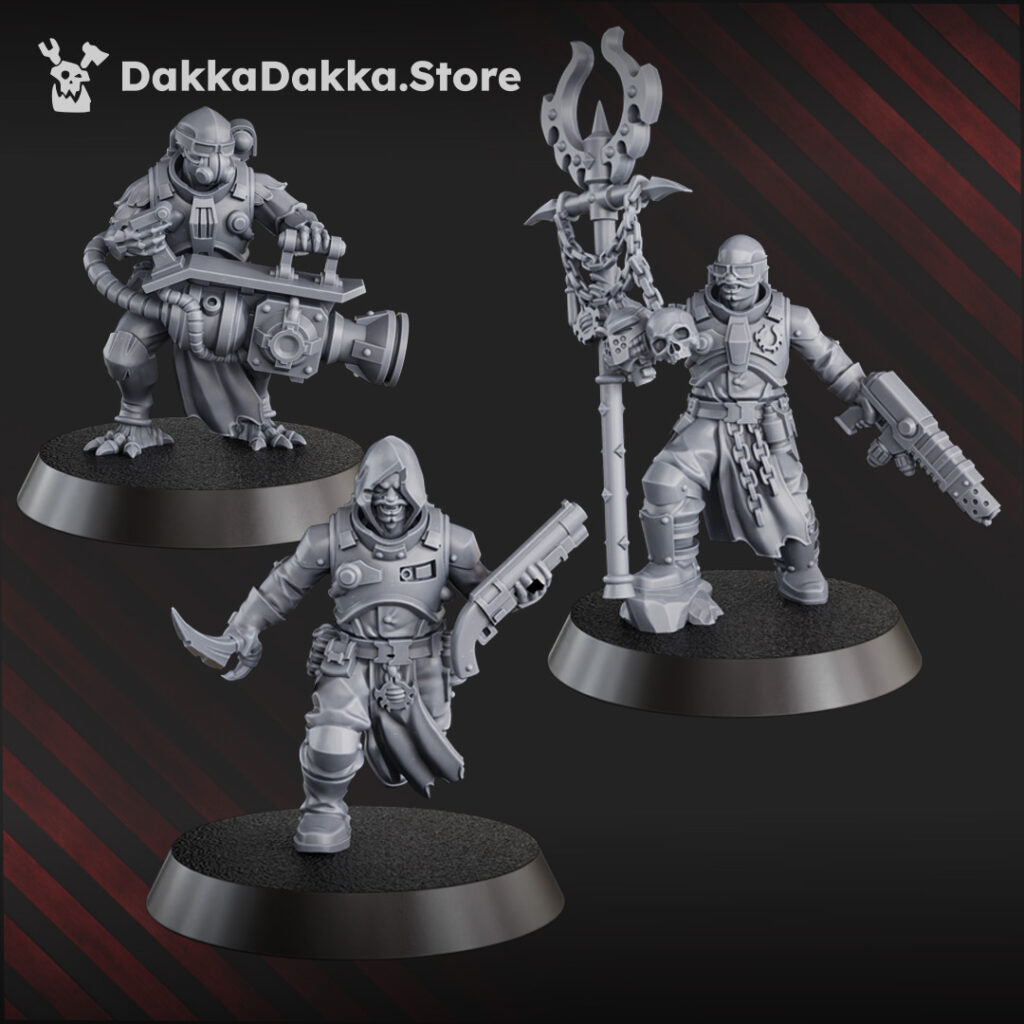 Mutant Uprising Liquidation Team (No Assembly), proxy miniature, squad, 28mm heroic scale unpainted resin, view 5