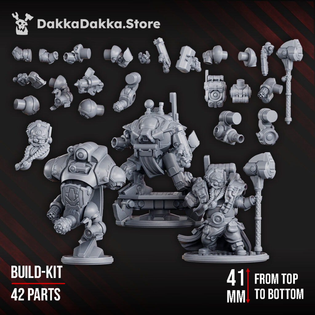 Space Dwarf Brokkr The Bronze Beard Build Kit, proxy miniature, 28mm heroic scale unpainted resin, view 2