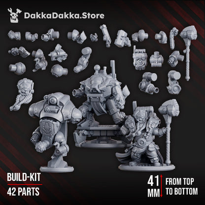Space Dwarf Brokkr The Bronze Beard Build Kit, proxy miniature, 28mm heroic scale unpainted resin, view 2