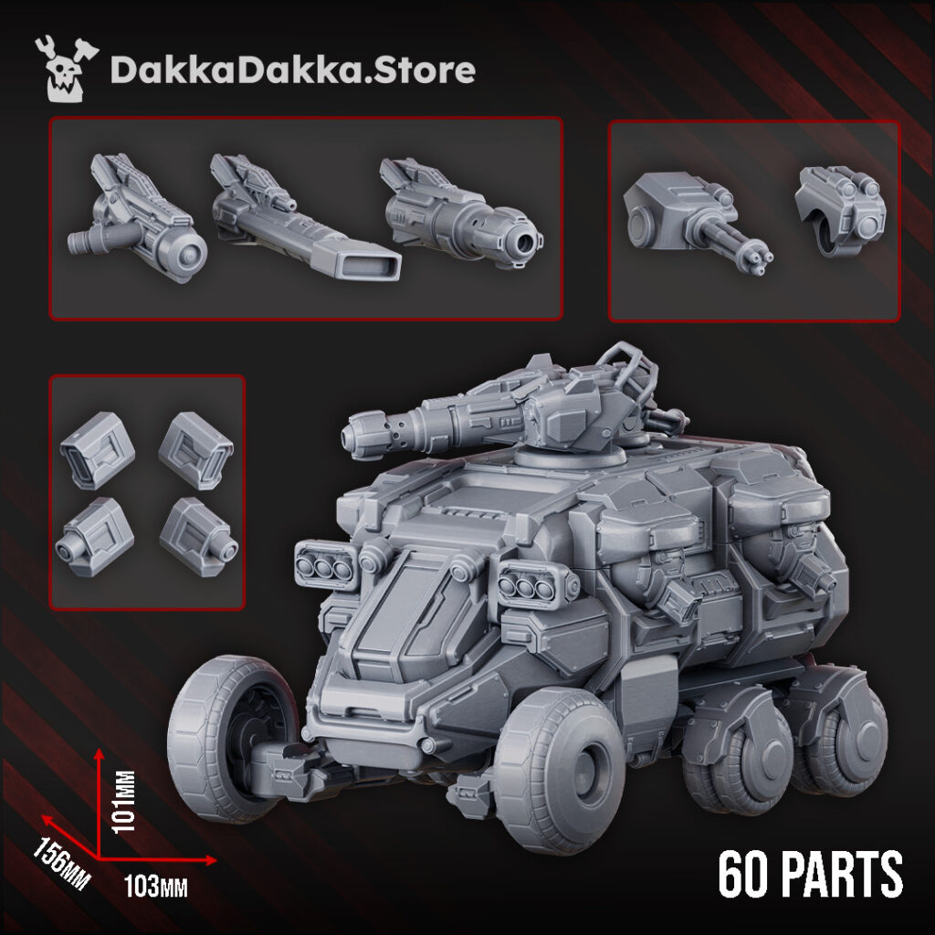 Space Dwarf Goliath Transporter, proxy miniature, 28mm heroic scale unpainted resin, view 2