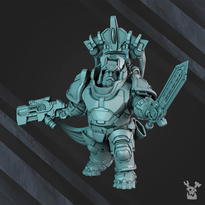 Space Dwarf Magnir The Stonebeard, proxy miniature, character, 28mm heroic scale unpainted resin, view 7