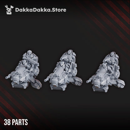 Space Dwarf Mithril Blade Riders Squad, proxy miniature, 28mm heroic scale unpainted resin, view 3