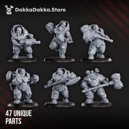 Space Dwarf Mithrilclad Sentinels Build Kit, proxy miniature, 28mm heroic scale unpainted resin, view 3
