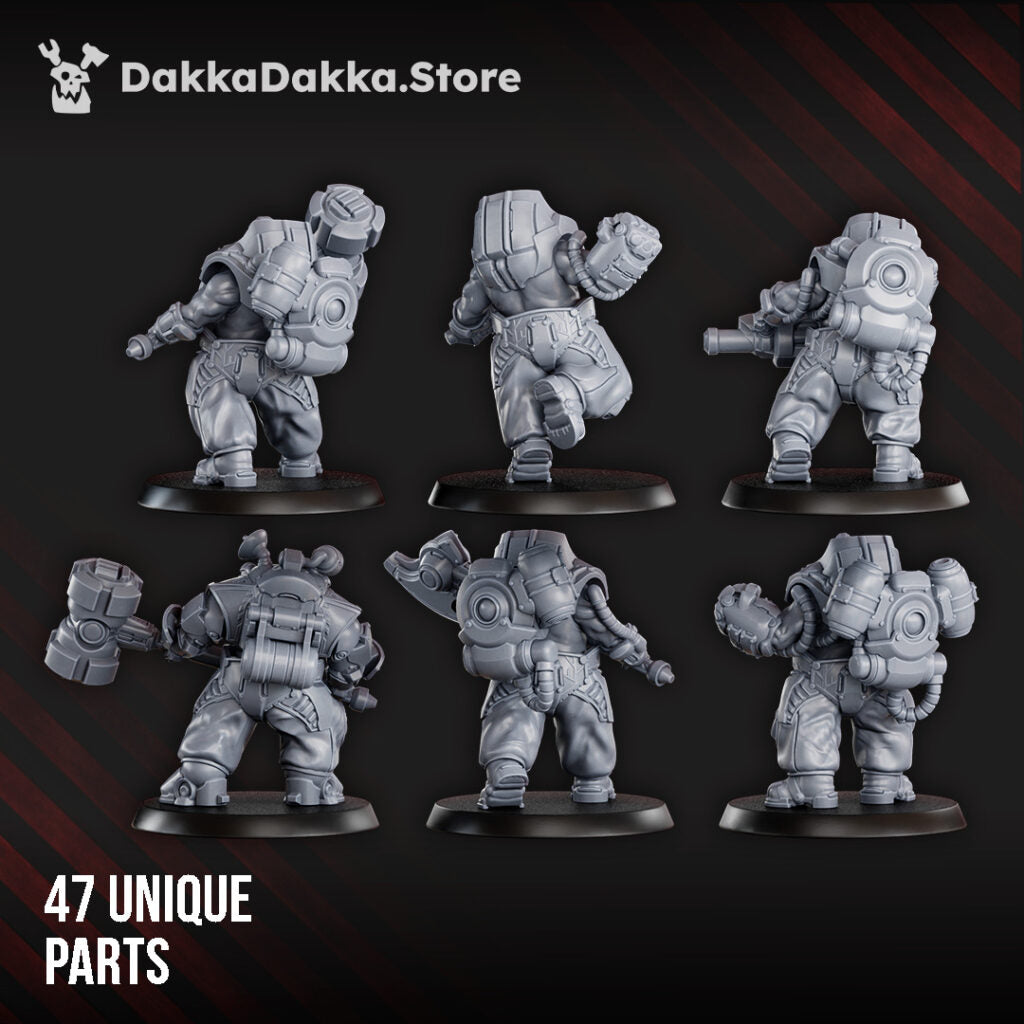 Space Dwarf Mithrilclad Sentinels Build Kit, proxy miniature, 28mm heroic scale unpainted resin, view 4