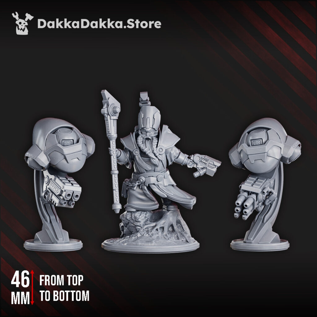 Space Dwarf Sorcerer-Thane Thaurizan, proxy miniature, 28mm heroic scale unpainted resin