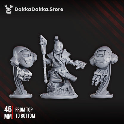 Space Dwarf Sorcerer-Thane Thaurizan, proxy miniature, 28mm heroic scale unpainted resin