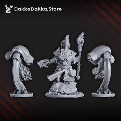 Space Dwarf Sorcerer-Thane Thaurizan, proxy miniature, 28mm heroic scale unpainted resin, view 2