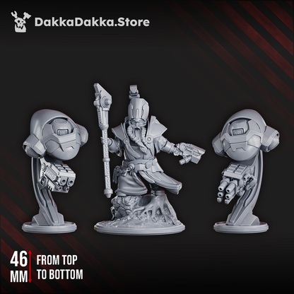 Space Dwarf Sorcerer-Thane Thaurizan, proxy miniature, 28mm heroic scale unpainted resin, view 6