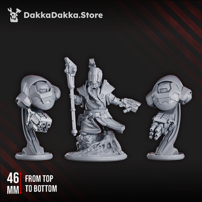 Space Dwarf Sorcerer-Thane Thaurizan, proxy miniature, 28mm heroic scale unpainted resin, view 7