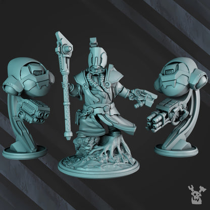 Space Dwarf Sorcerer-Thane Thaurizan, proxy miniature, 28mm heroic scale unpainted resin, view 8
