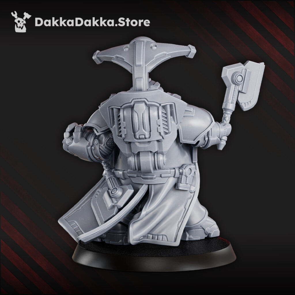 Space Dwarf Thunderfist Warrior, proxy miniature, infantry, 28mm heroic scale unpainted resin, view 3