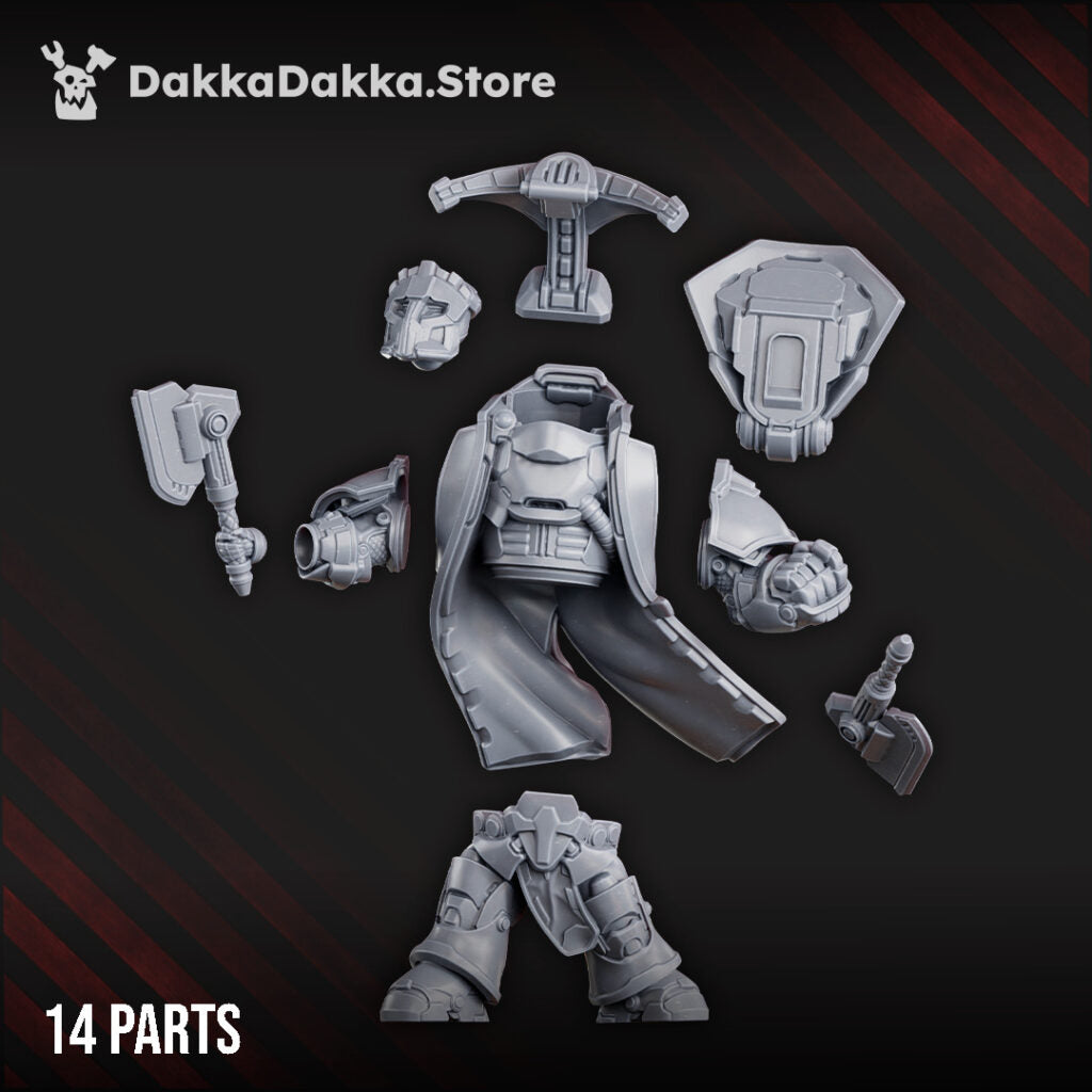 Space Dwarf Thunderfist Warrior, proxy miniature, infantry, 28mm heroic scale unpainted resin, view 4