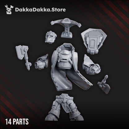 Space Dwarf Thunderfist Warrior, proxy miniature, infantry, 28mm heroic scale unpainted resin, view 4