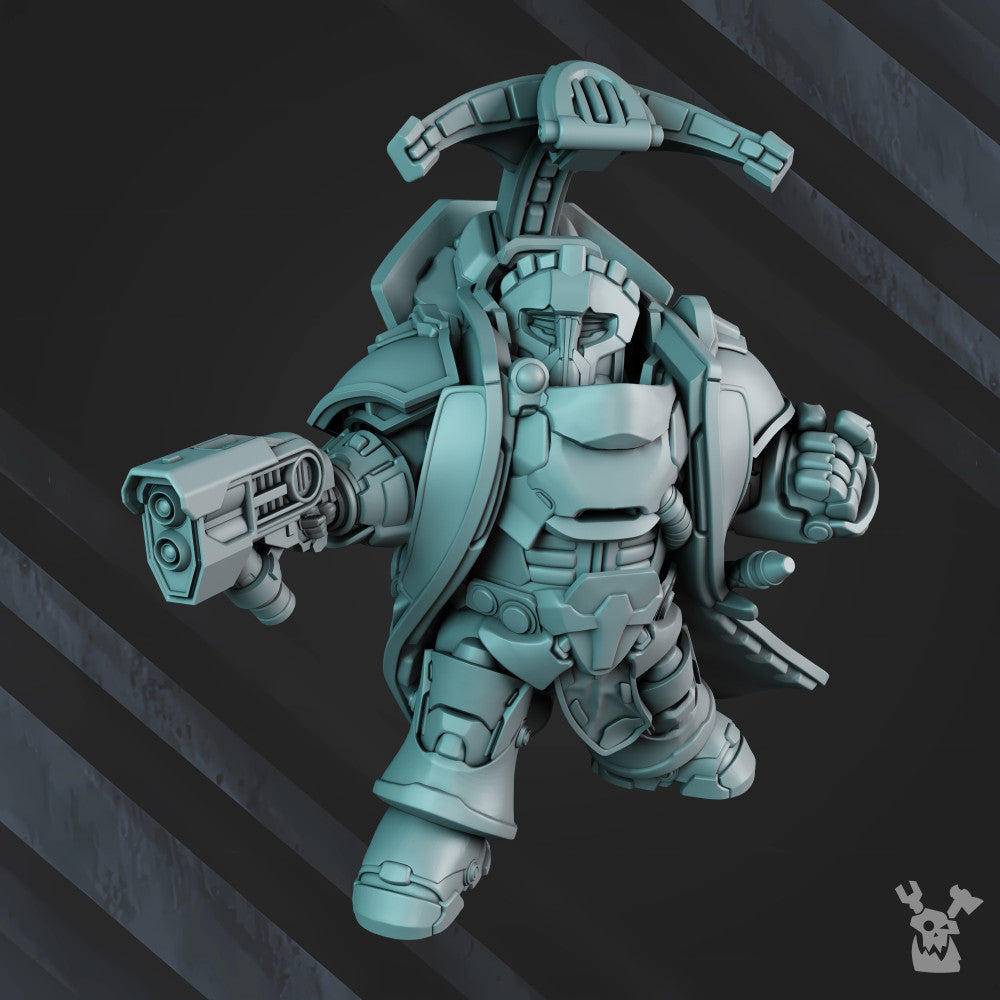 Space Dwarf Thunderfist Warrior, proxy miniature, infantry, 28mm heroic scale unpainted resin, view 9