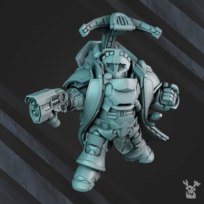 Space Dwarf Thunderfist Warrior, proxy miniature, infantry, 28mm heroic scale unpainted resin, view 9