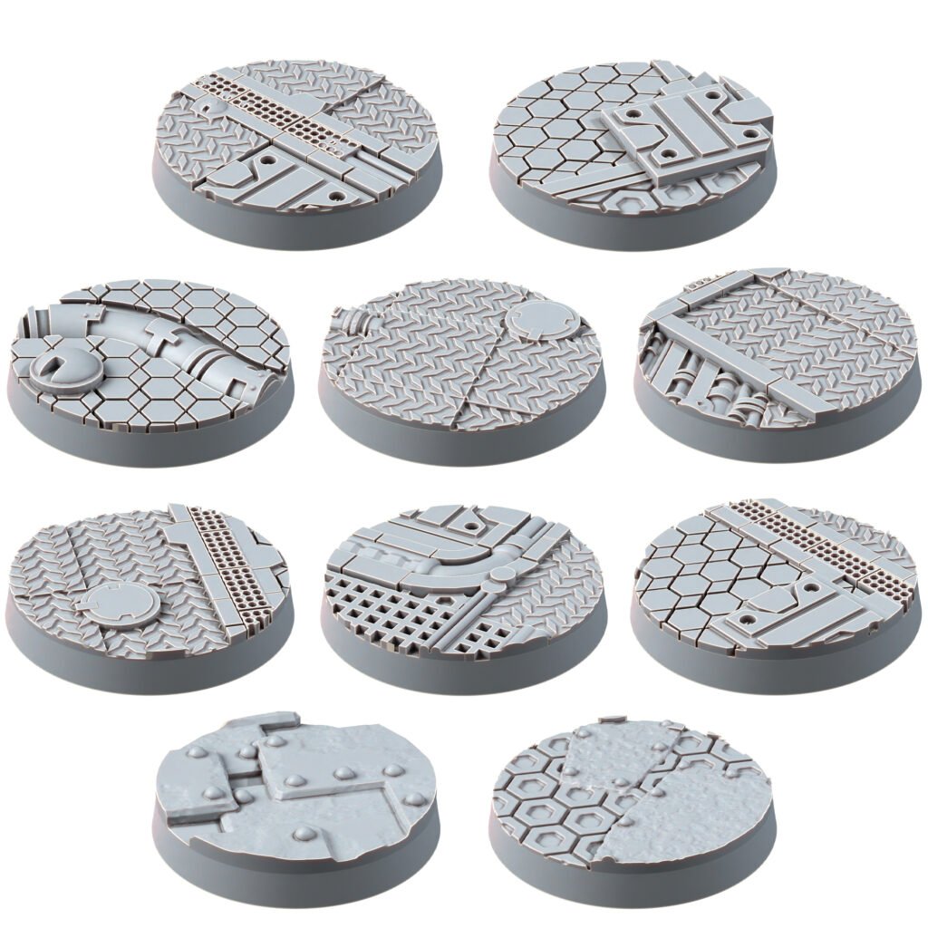 Space Dwarf 25Mm Bases (10 Units), resin miniature bases, squad, 28mm heroic scale unpainted resin, view 2