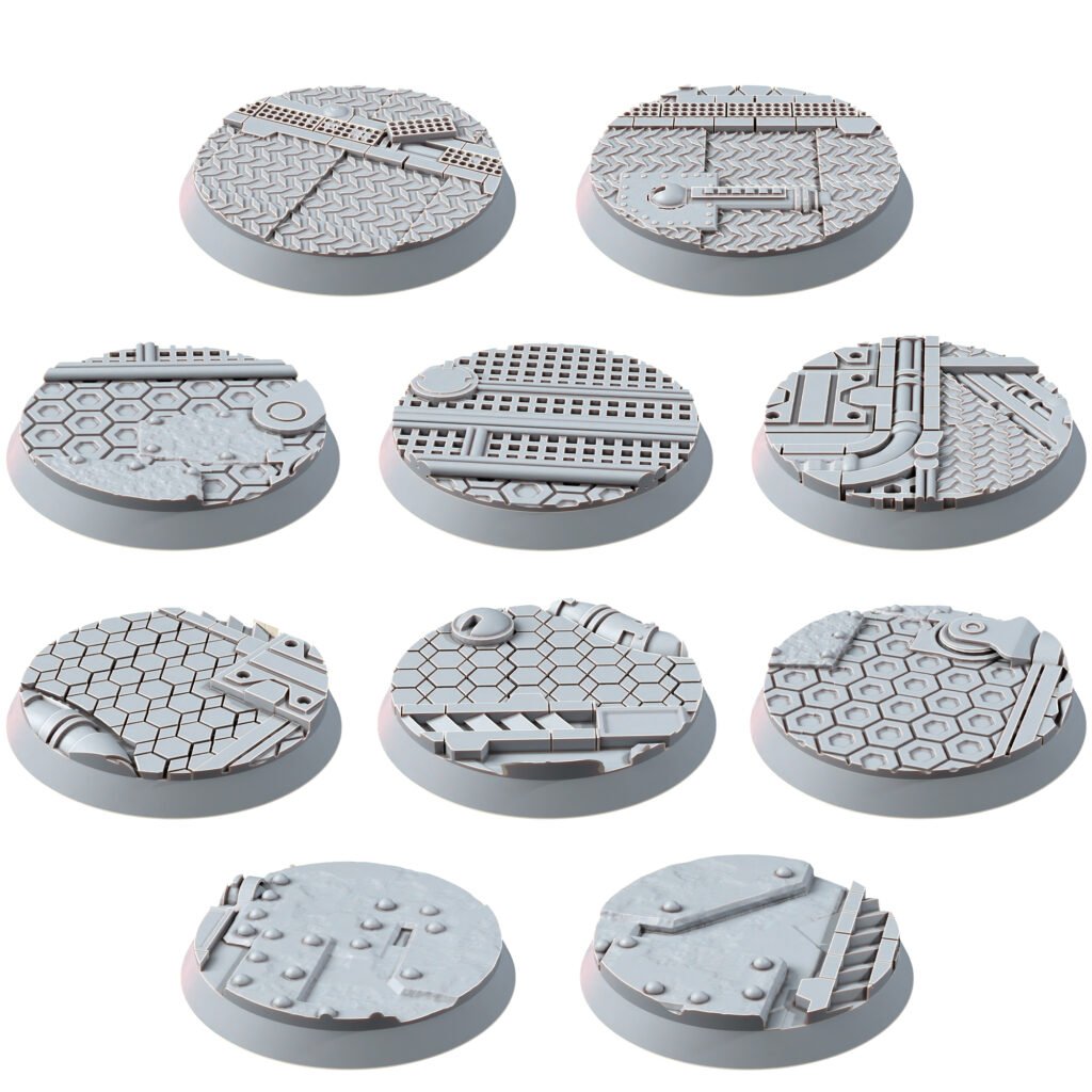 Space Dwarf 32Mm Bases (10 Units), resin miniature bases, squad, 28mm heroic scale unpainted resin, view 2