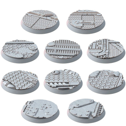 Space Dwarf 32Mm Bases (10 Units), resin miniature bases, squad, 28mm heroic scale unpainted resin, view 2