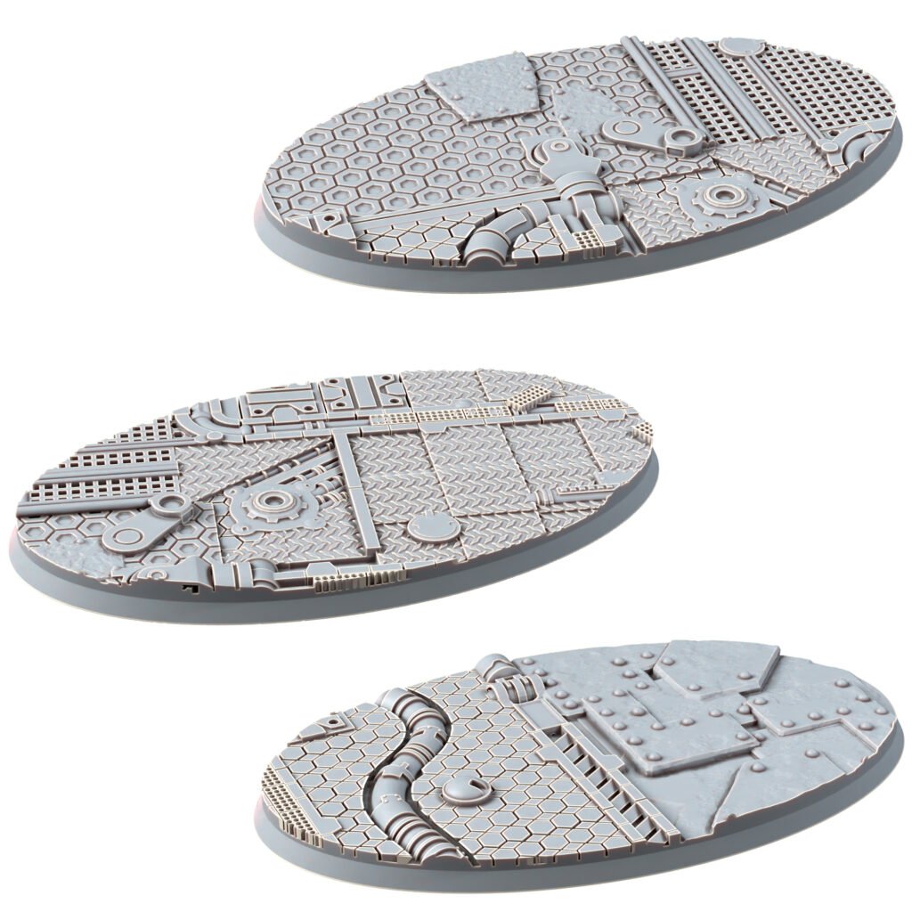 Space Dwarf 90Mm Oval Bases (3 Units), resin miniature bases, squad, 28mm heroic scale unpainted resin