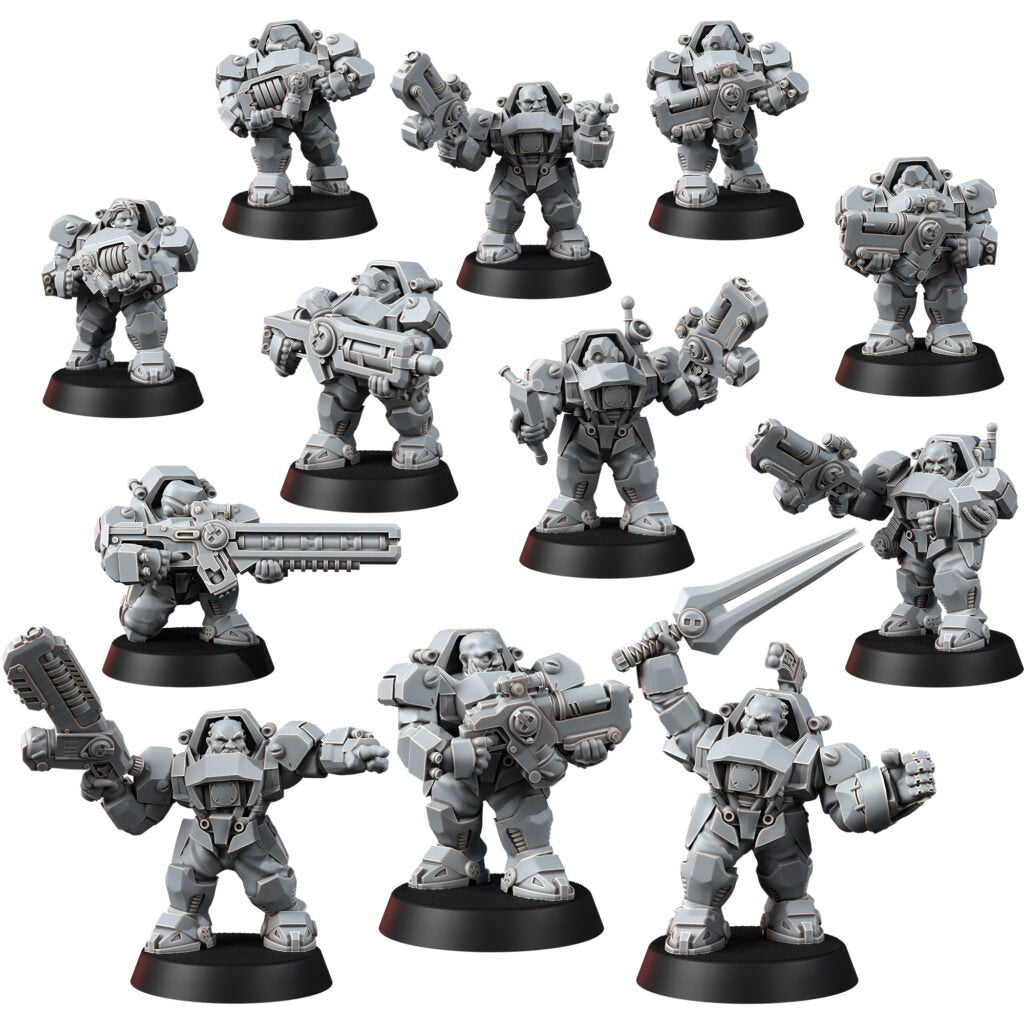 Space Dwarf Border Warriors (12 Units), proxy miniature, squad, 28mm heroic scale unpainted resin