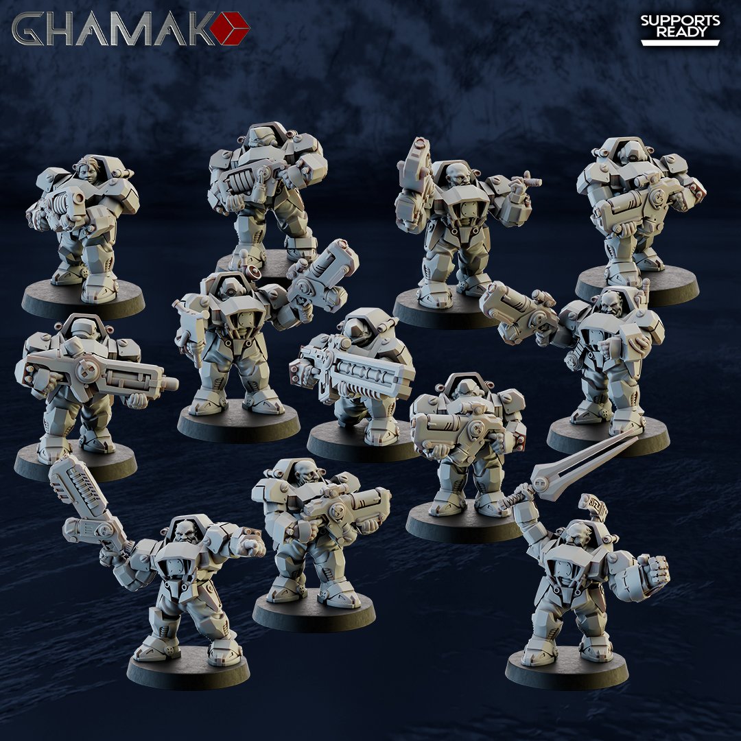 Space Dwarf Border Warriors (12 Units), proxy miniature, squad, 28mm heroic scale unpainted resin, view 3